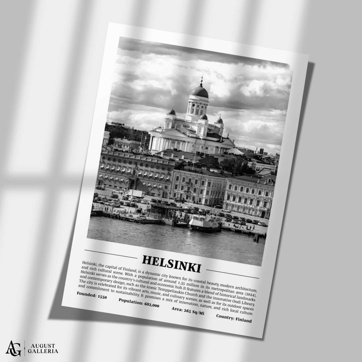 Helsinki Black & White City Print