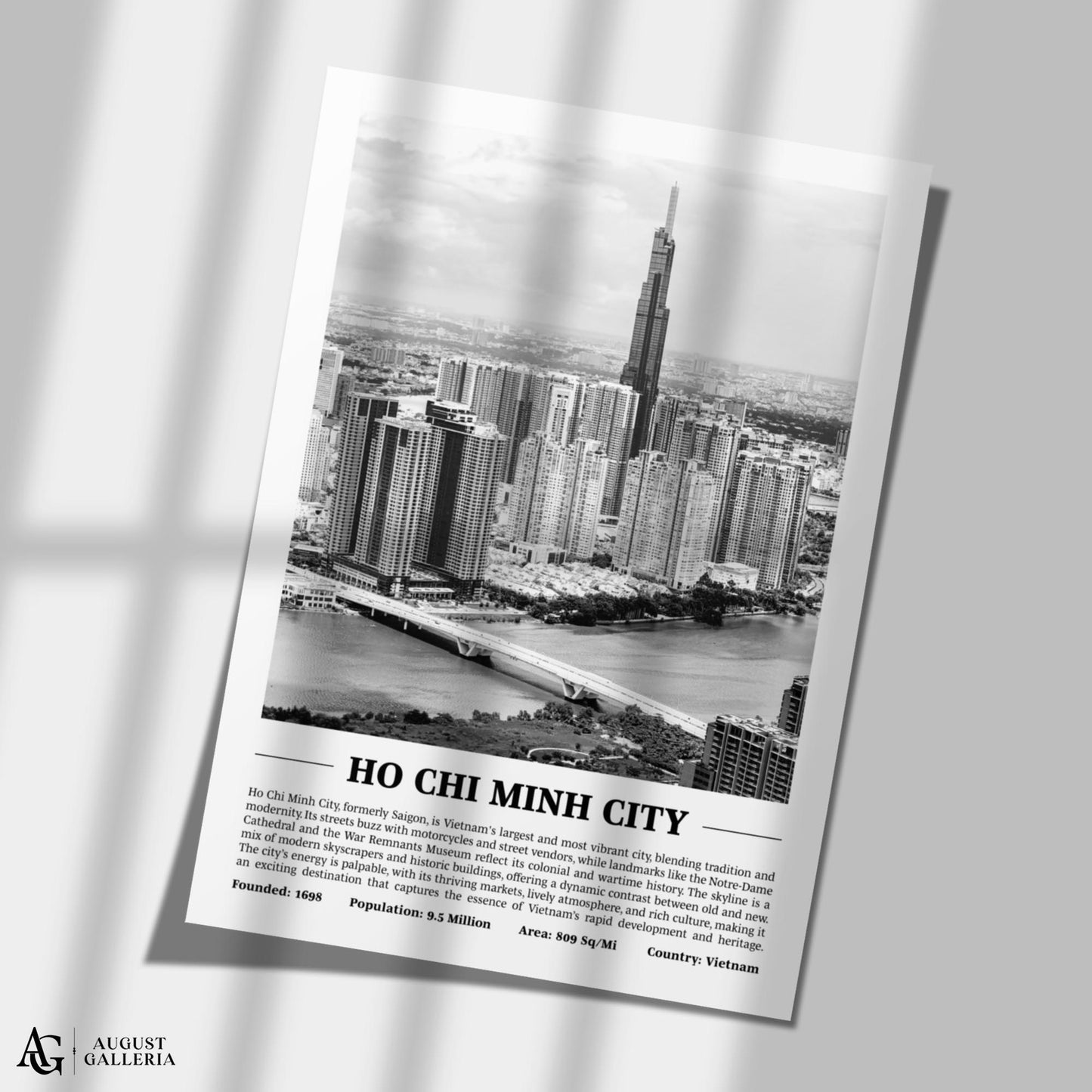 Ho Chi Minh City Black & White City Print