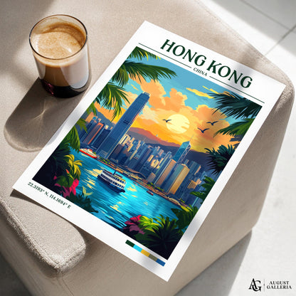 Hong Kong Retro Travel Print