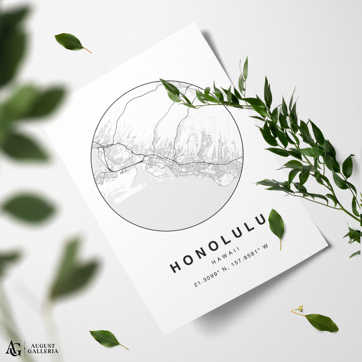 Honolulu Minimalist Map