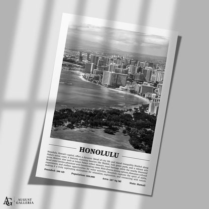 Honolulu Black & White City Print