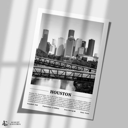 Houston Black & White City Print