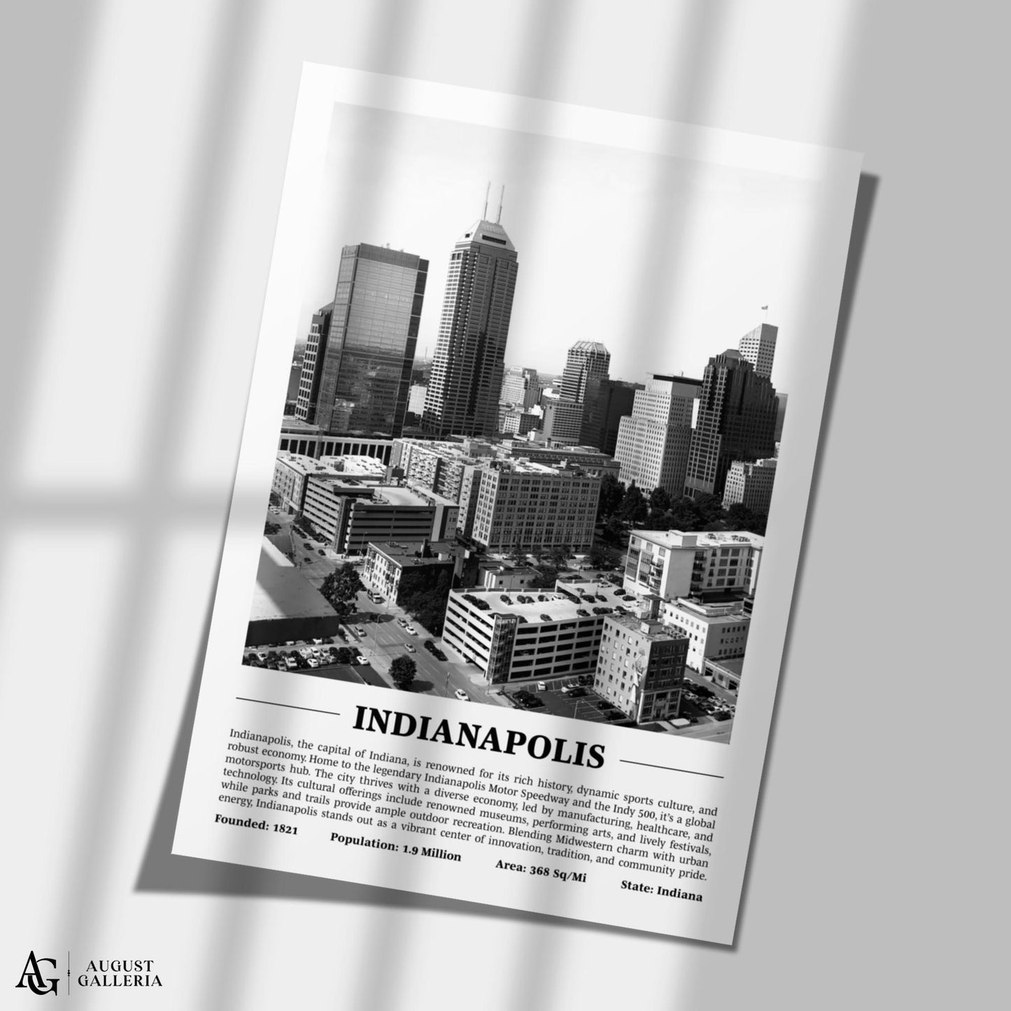 Indianapolis Black & White City Print