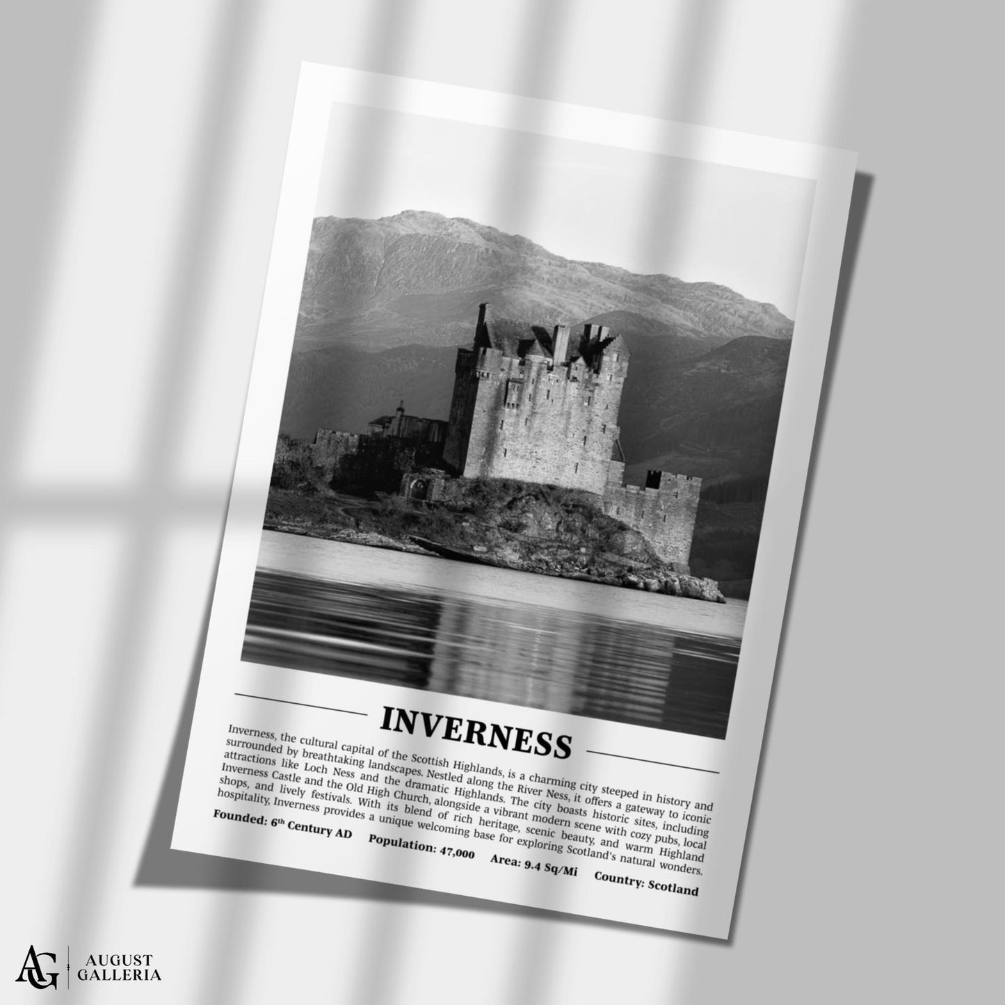 Inverness Black & White City Print