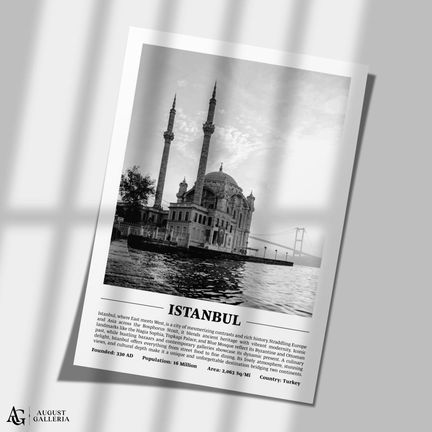 Istanbul Black & White City Print