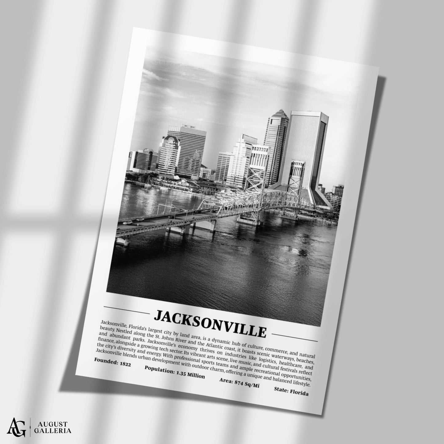 Jacksonville Black & White City Print