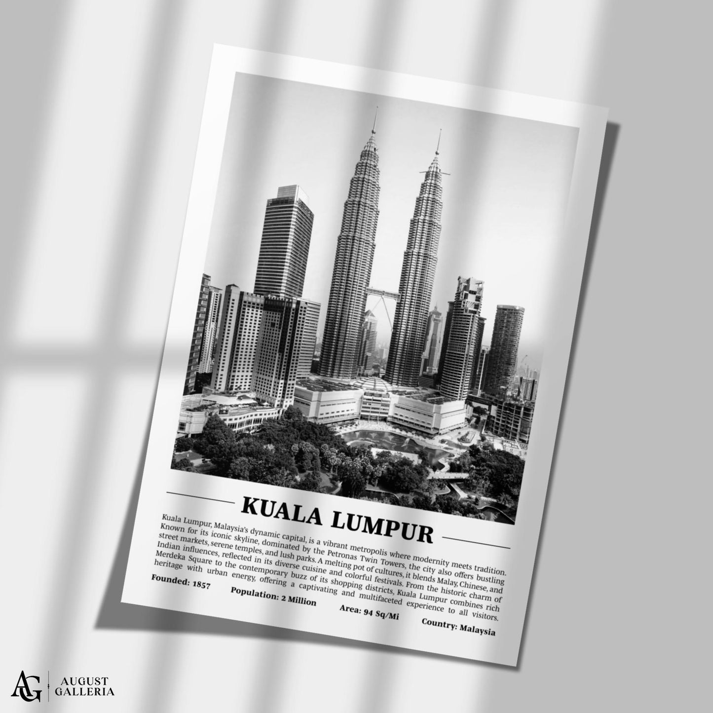 Kuala Lumpur Black & White City Print