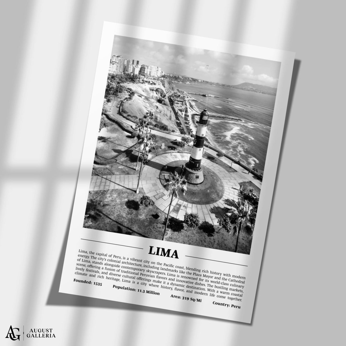 Lima Black & White City Print