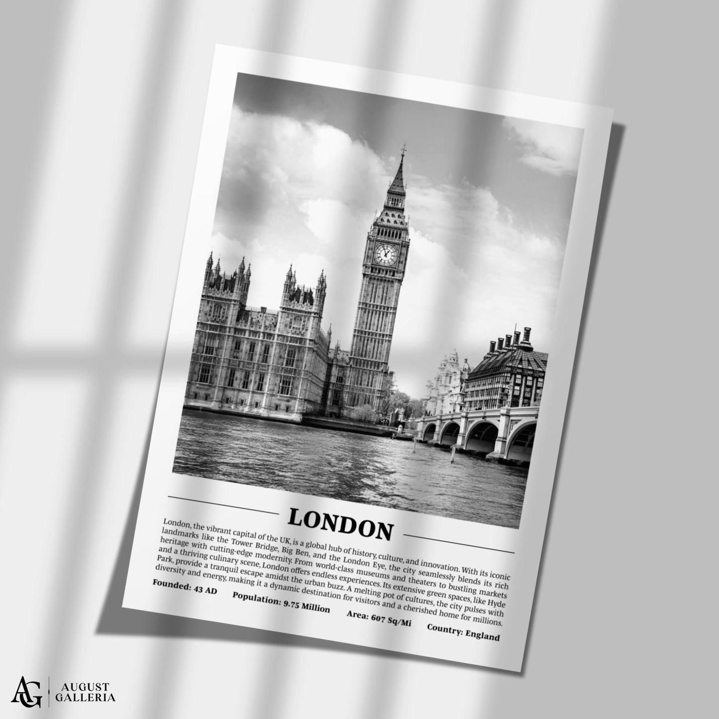 London Black & White City Print