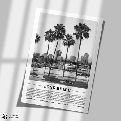 Long Beach Black & White City Print