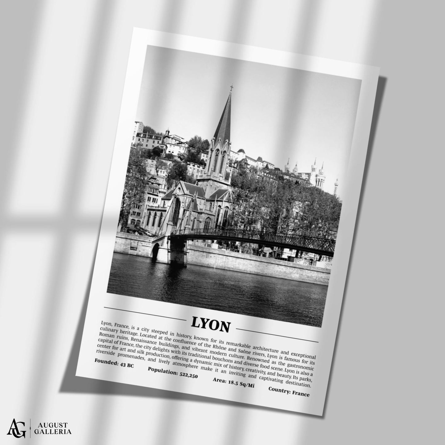 Lyon Black & White City Print