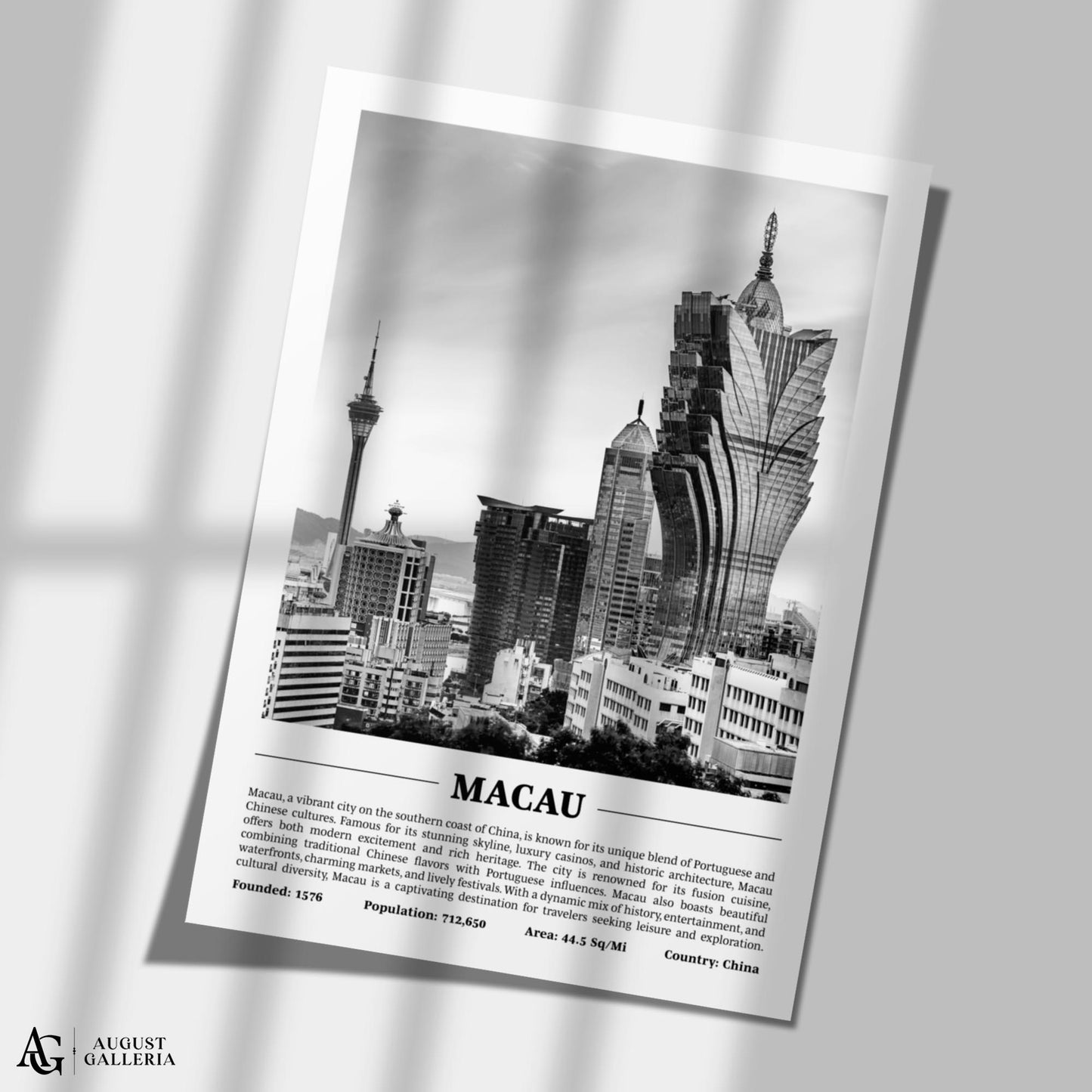 Macau Black & White City Print