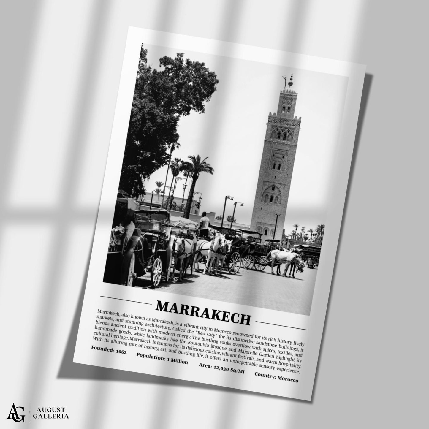 Marrakech Black & White City Print