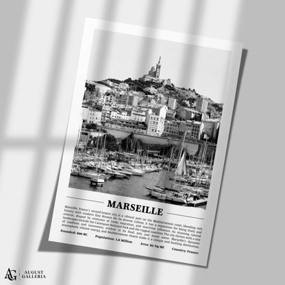 Marseille Black & White City Print