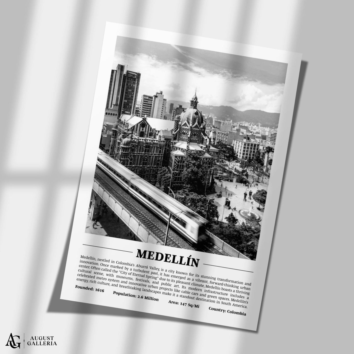 Medellín Black & White City Print