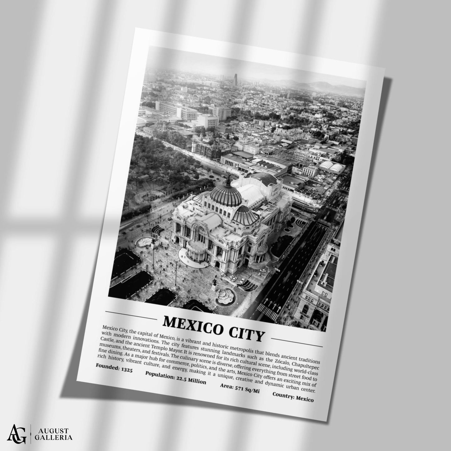 Mexico City Black & White City Print