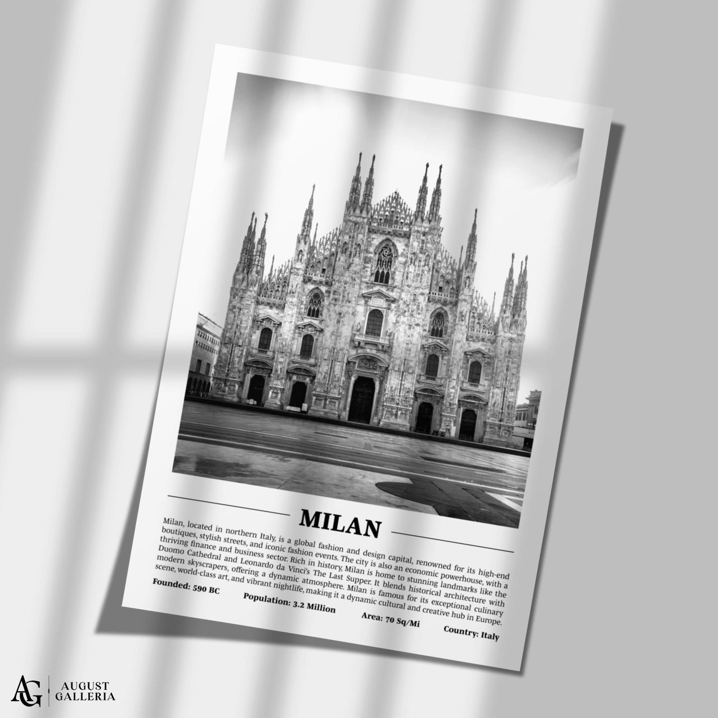 Milan Black & White City Print