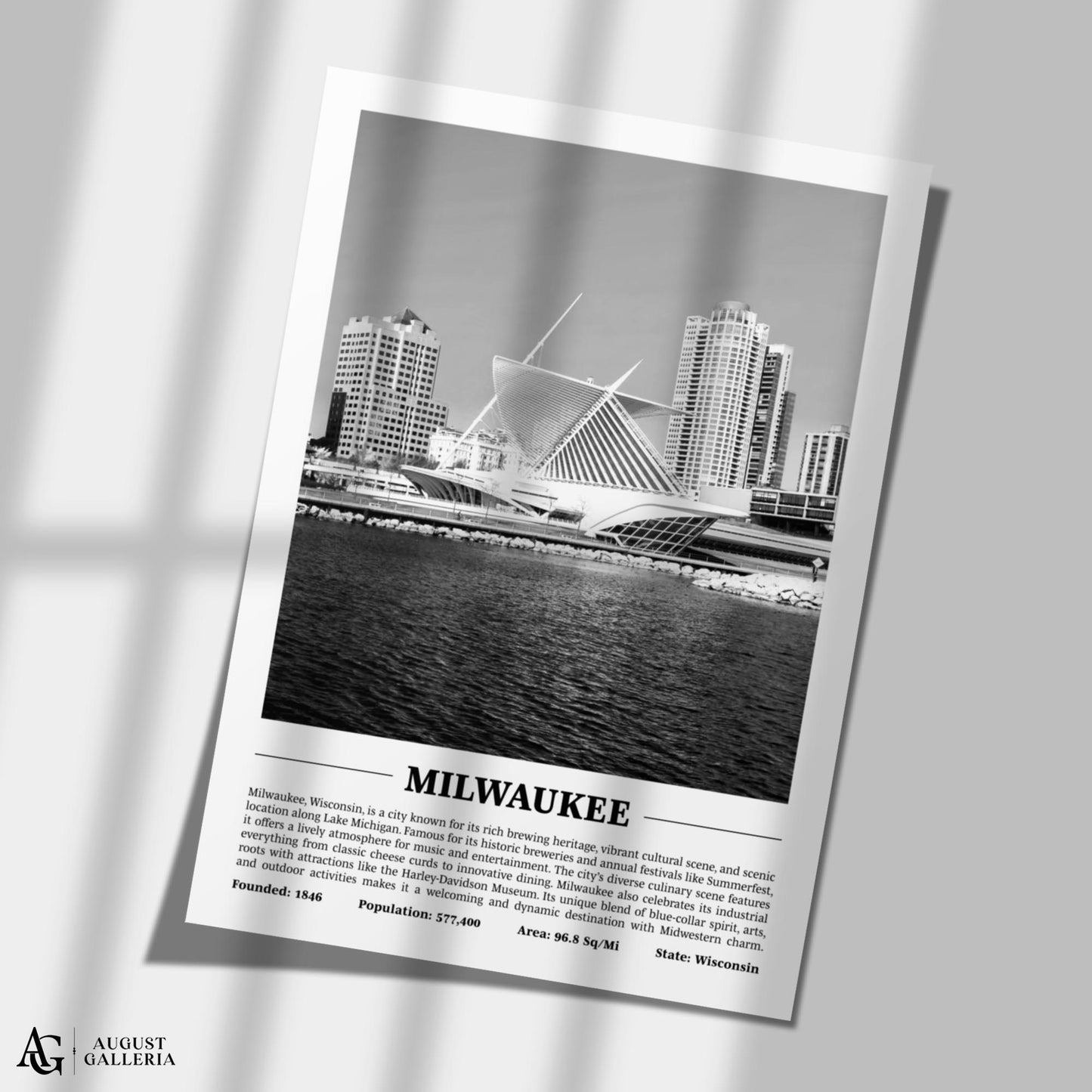 Milwaukee Black & White City Print