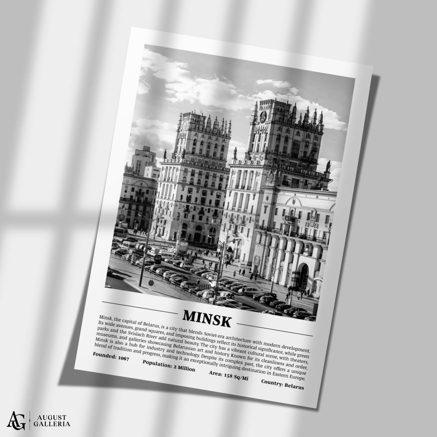 Minsk Black & White City Print