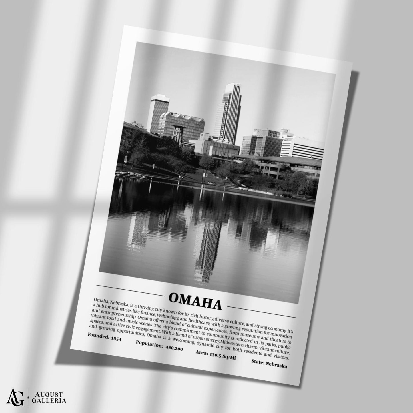 Omaha Black & White City Print