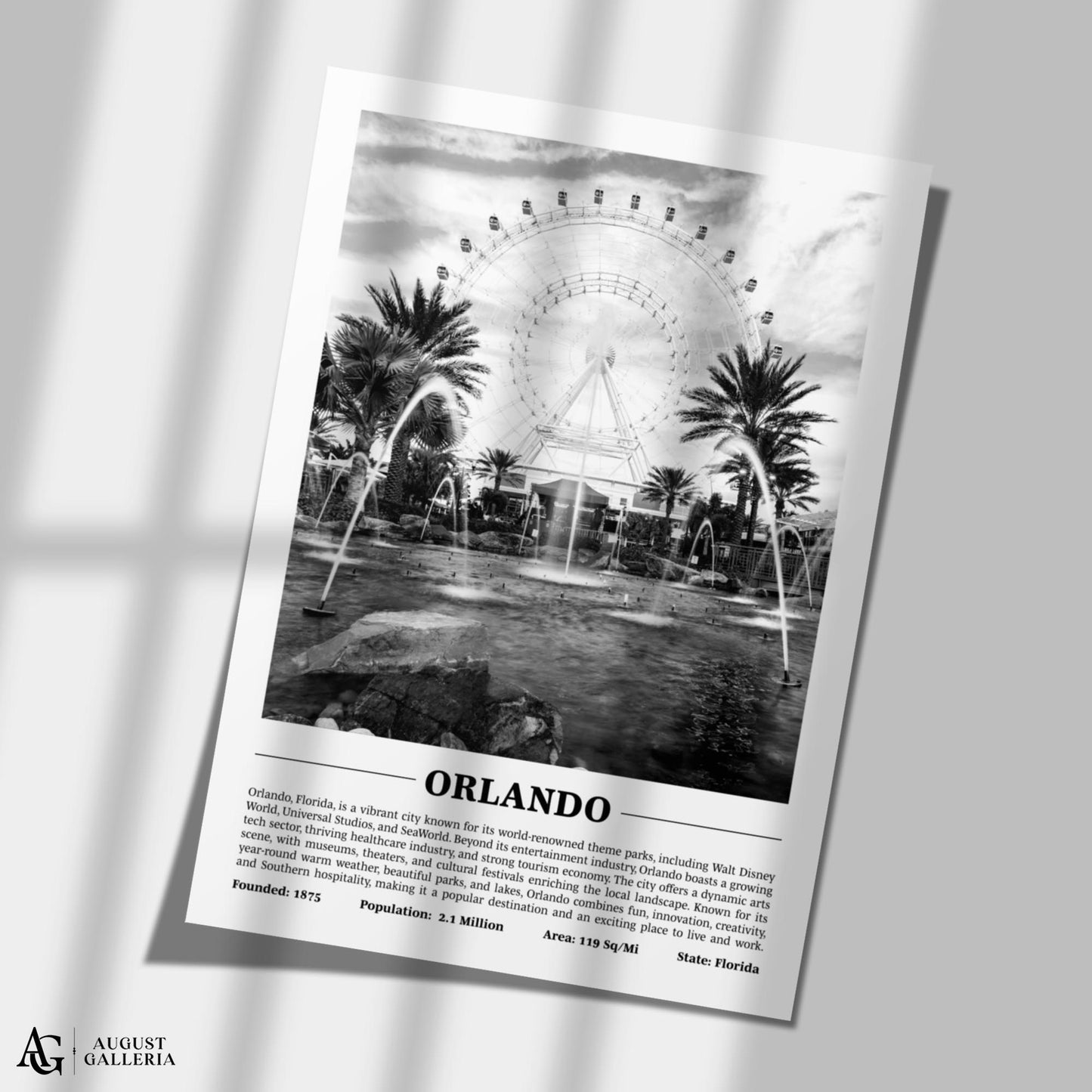 Orlando Black & White City Print