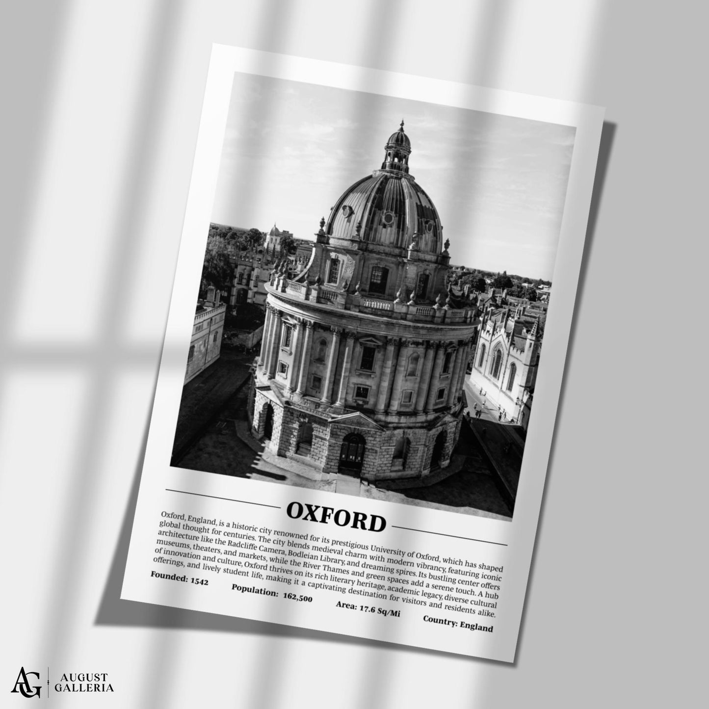 Oxford Black & White City Print