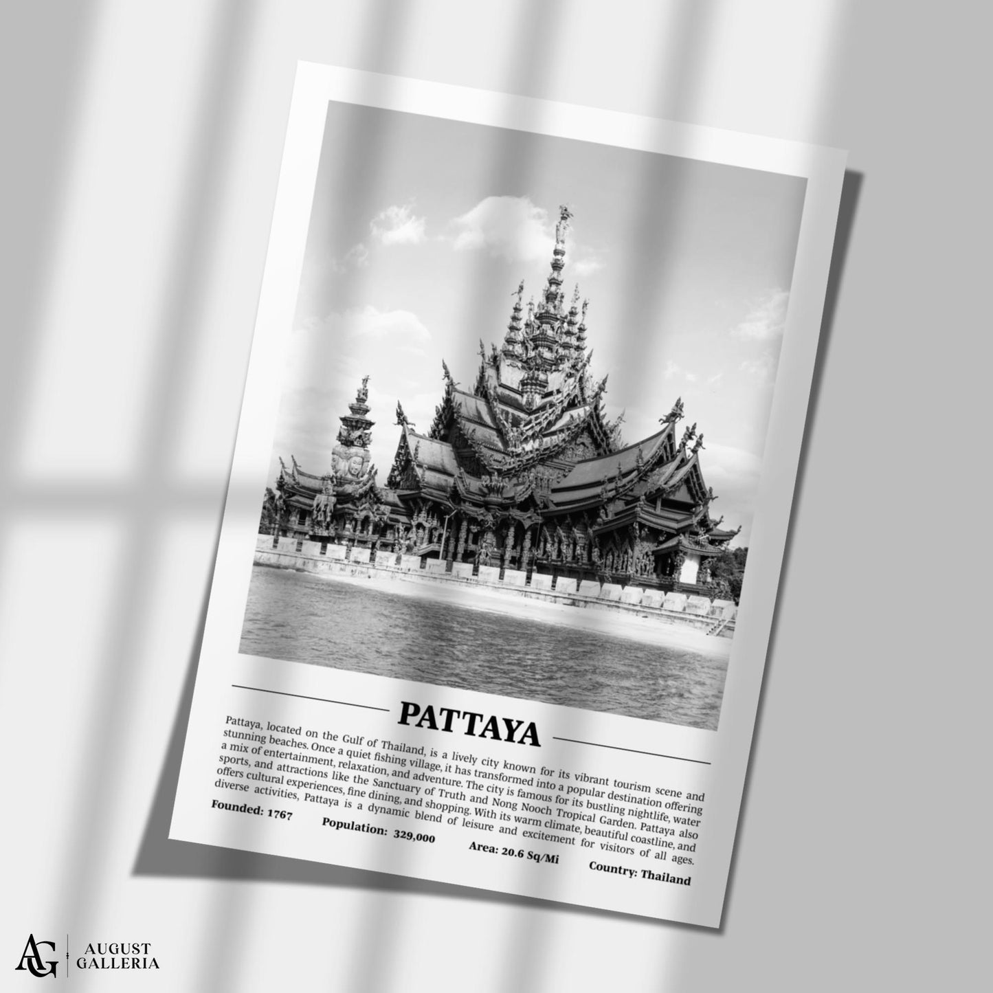 Pattaya Black & White City Print