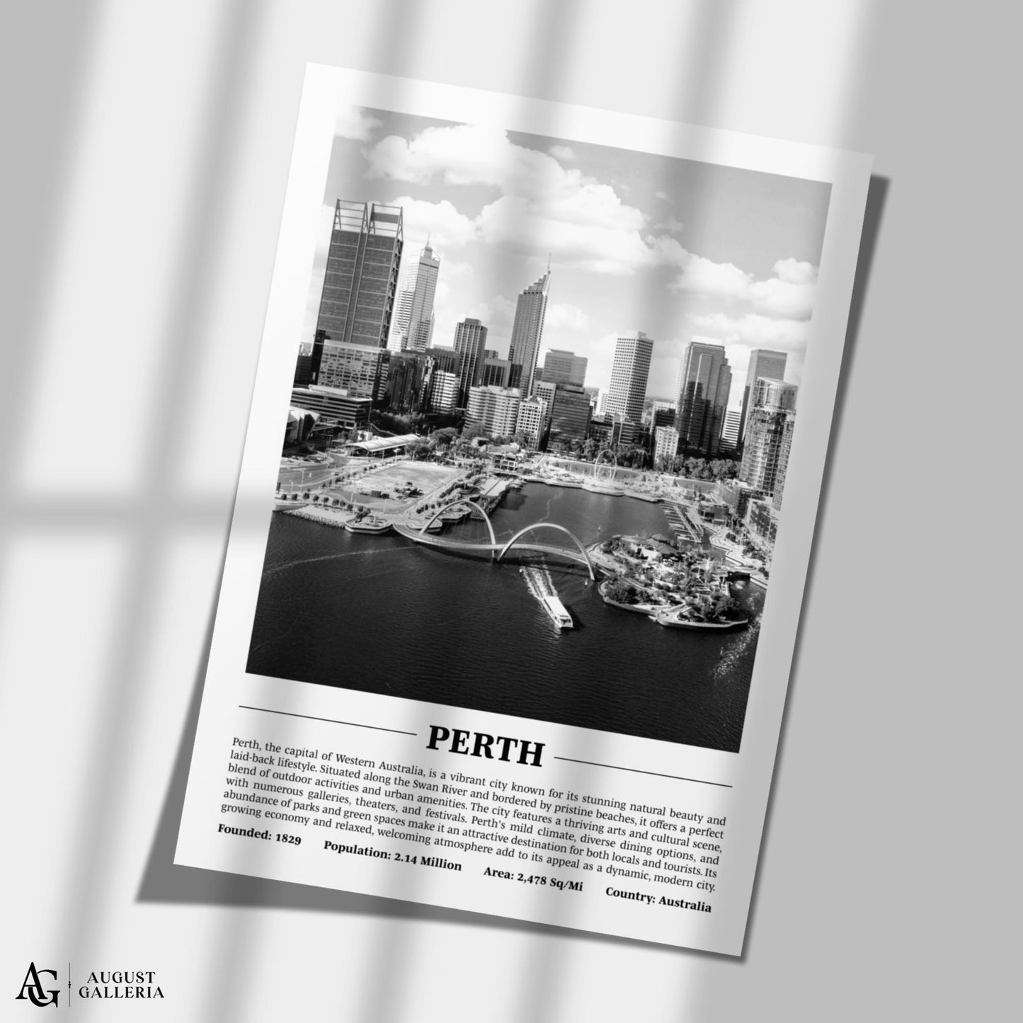 Perth Black & White City Print