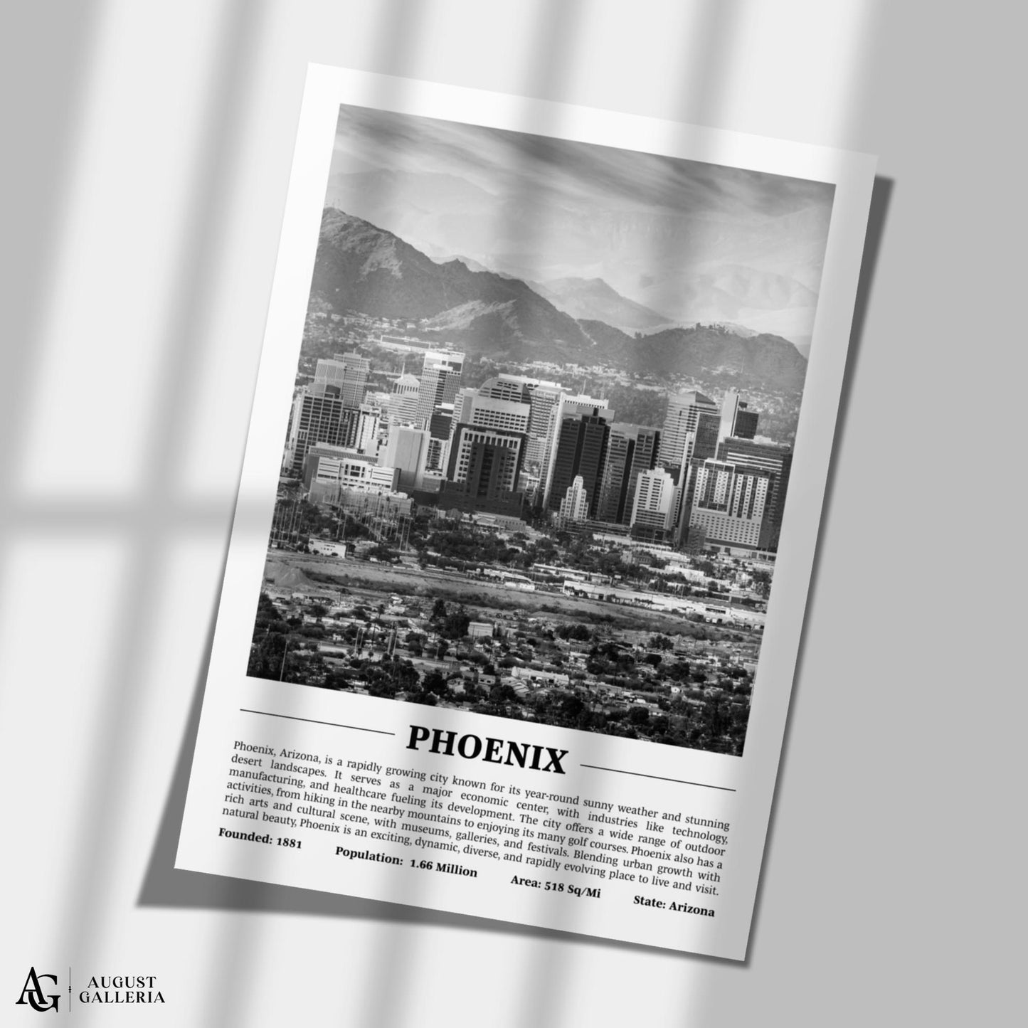 Phoenix Black & White City Print