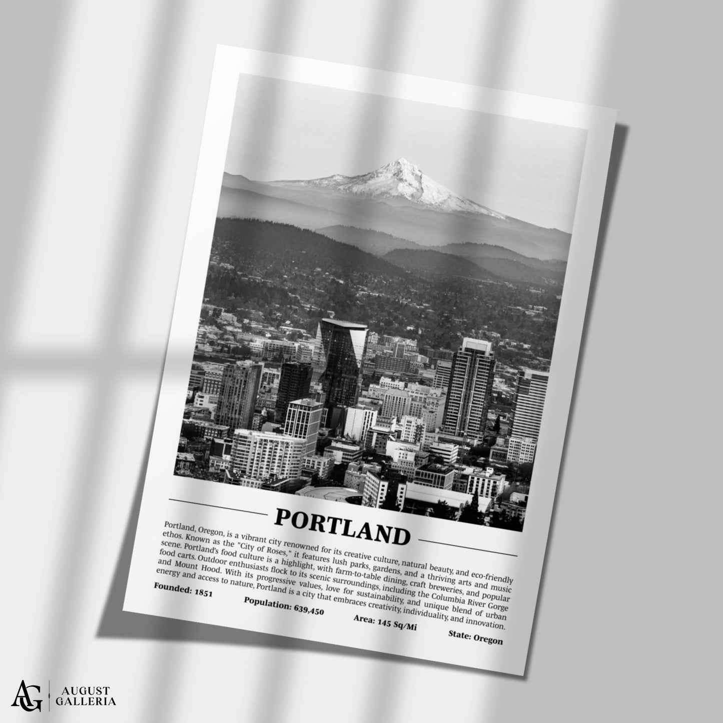 Portland Black & White City Print