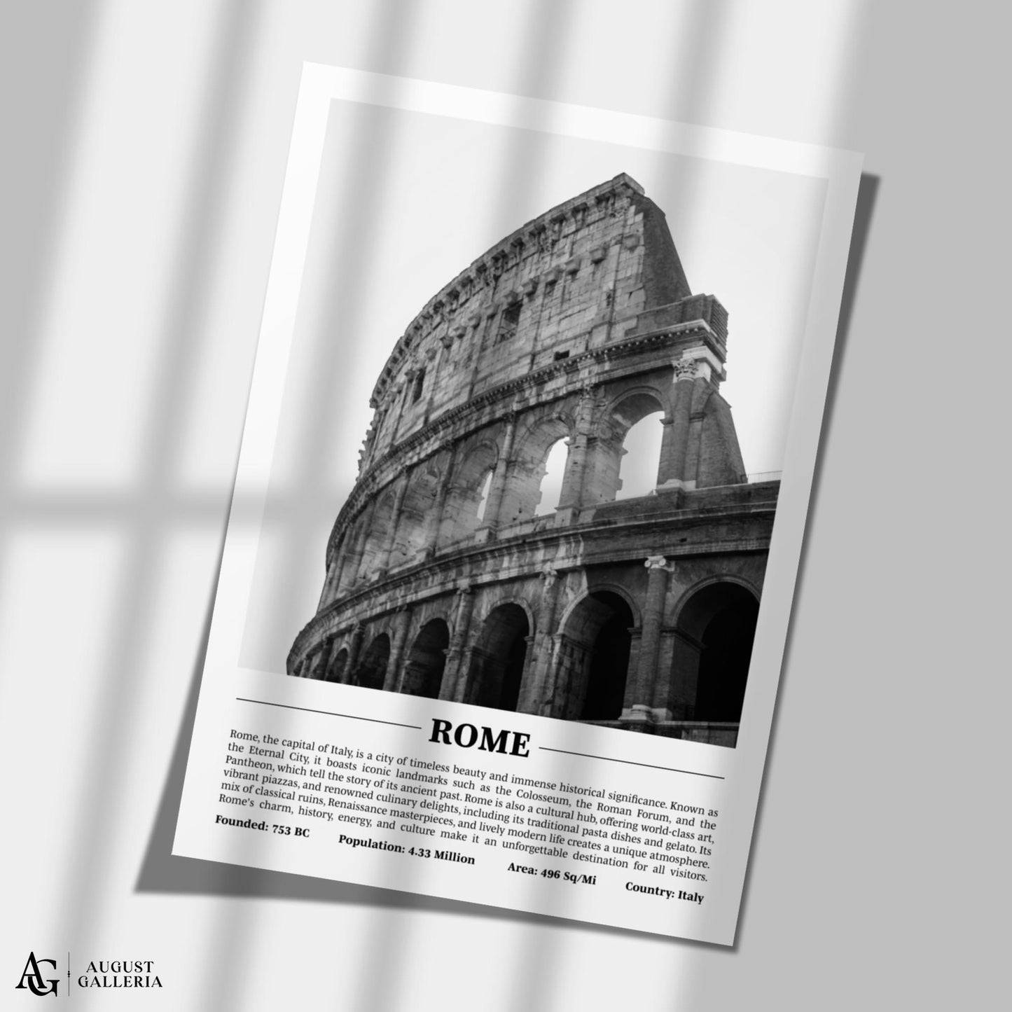 Rome Black & White City Print