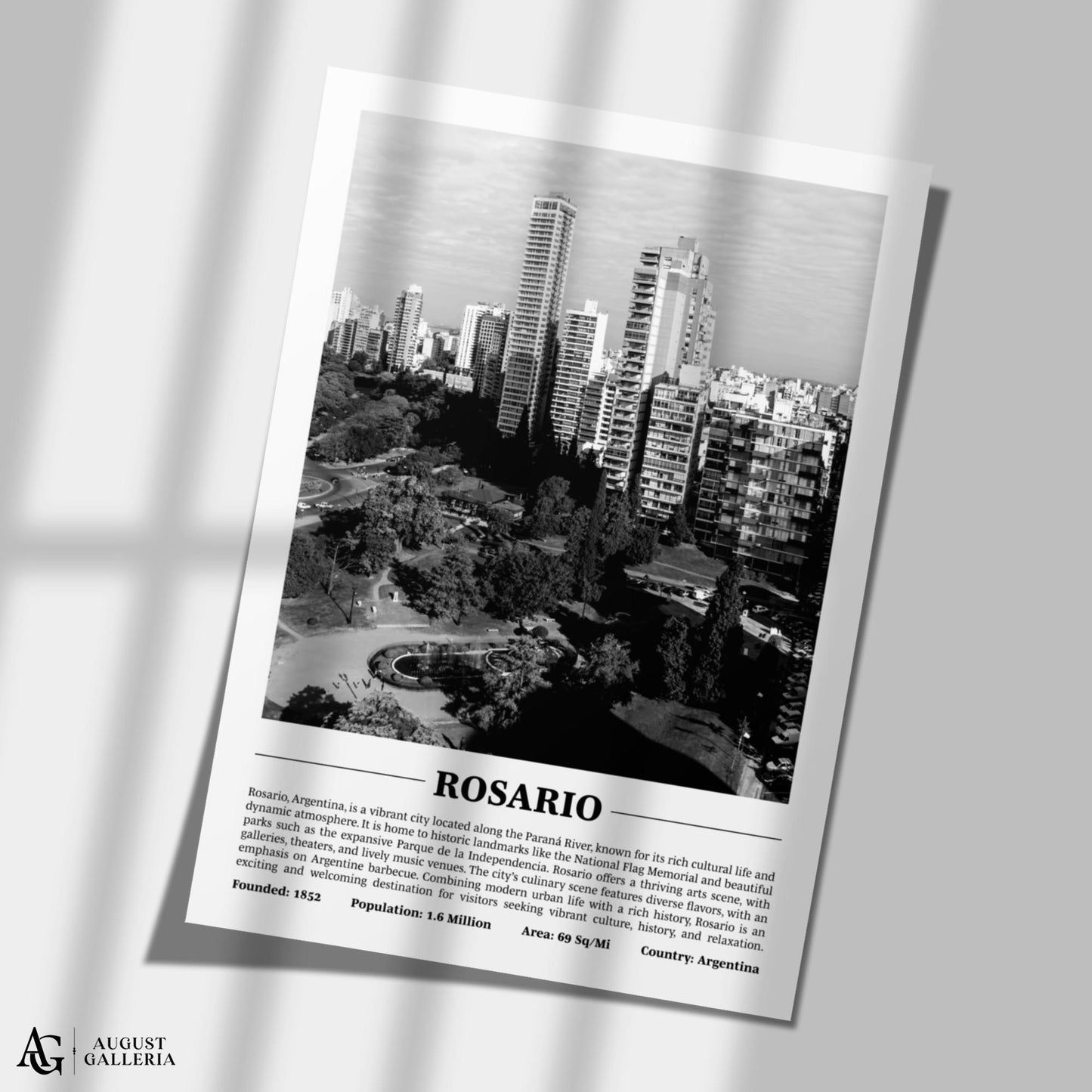 Rosario Black & White City Print