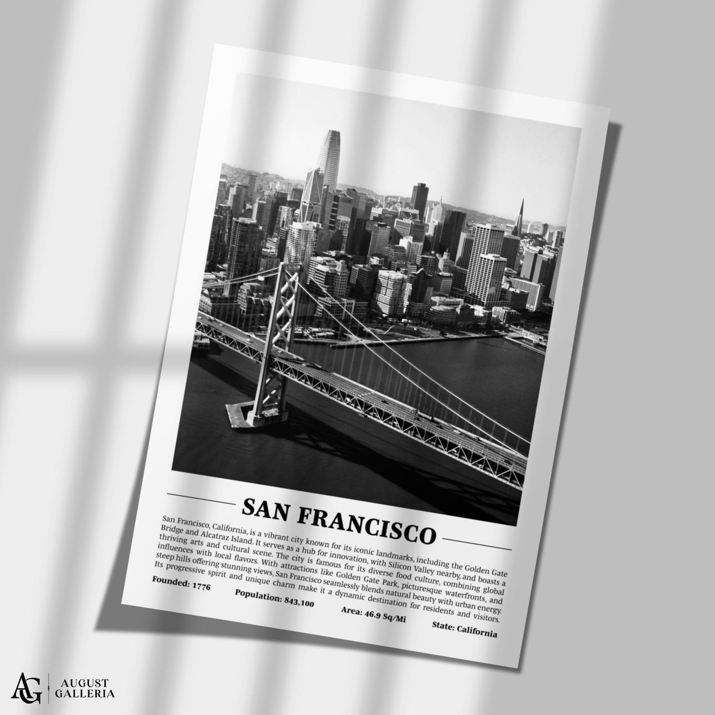 San Francisco Black & White City Print