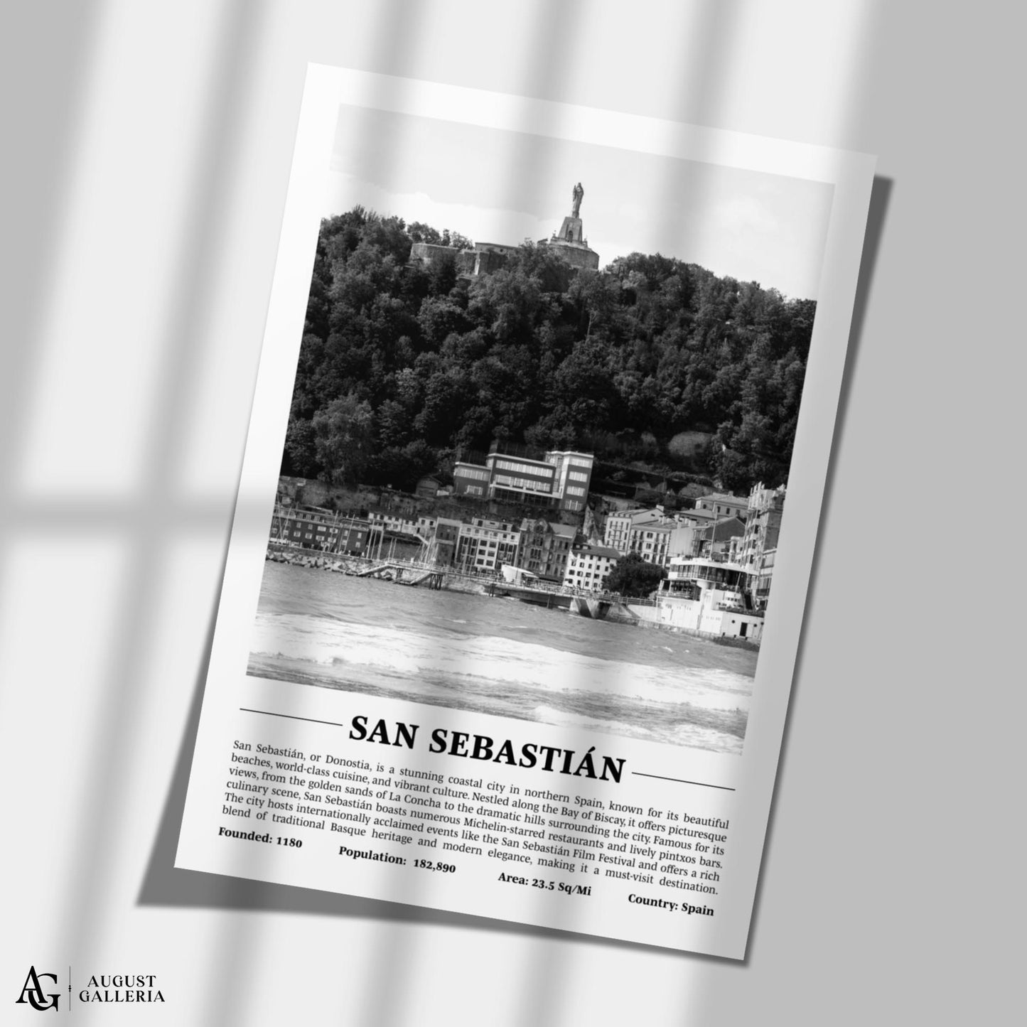 San Sebastián Black & White City Print