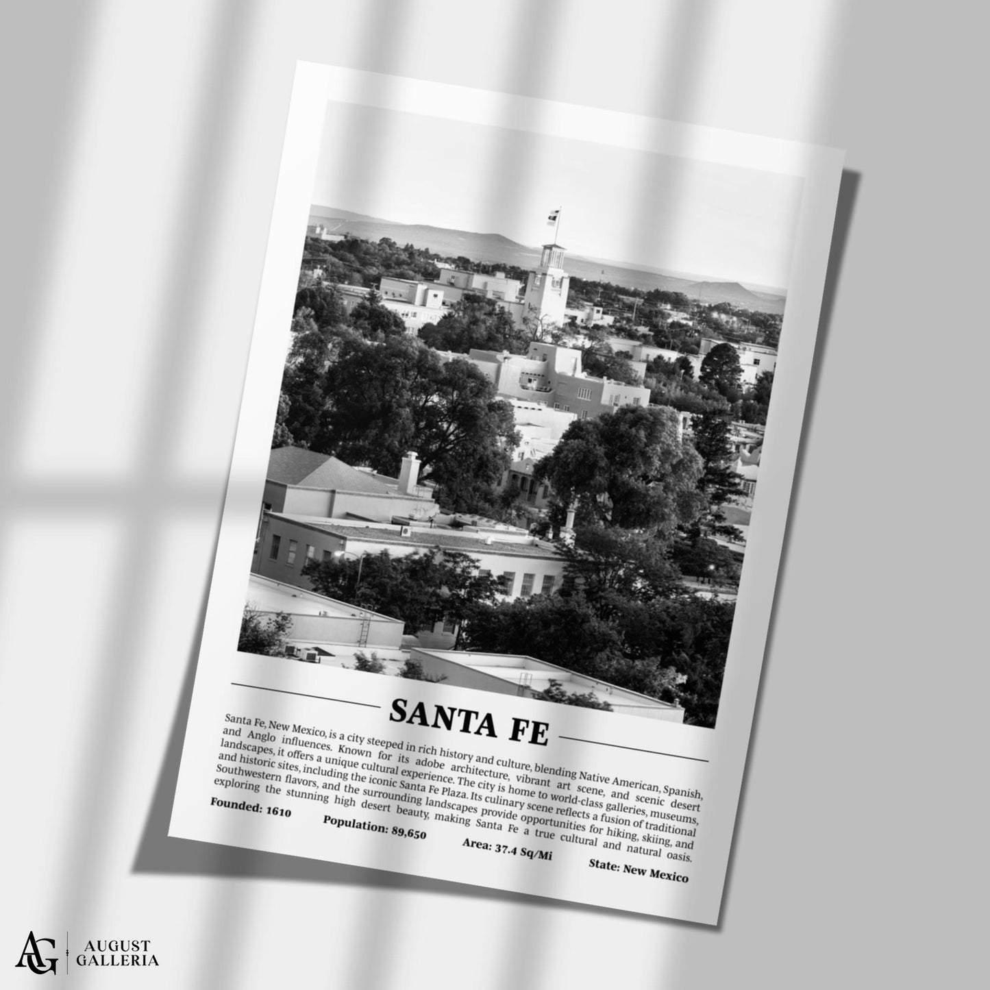 Santa Fe Black & White City Print