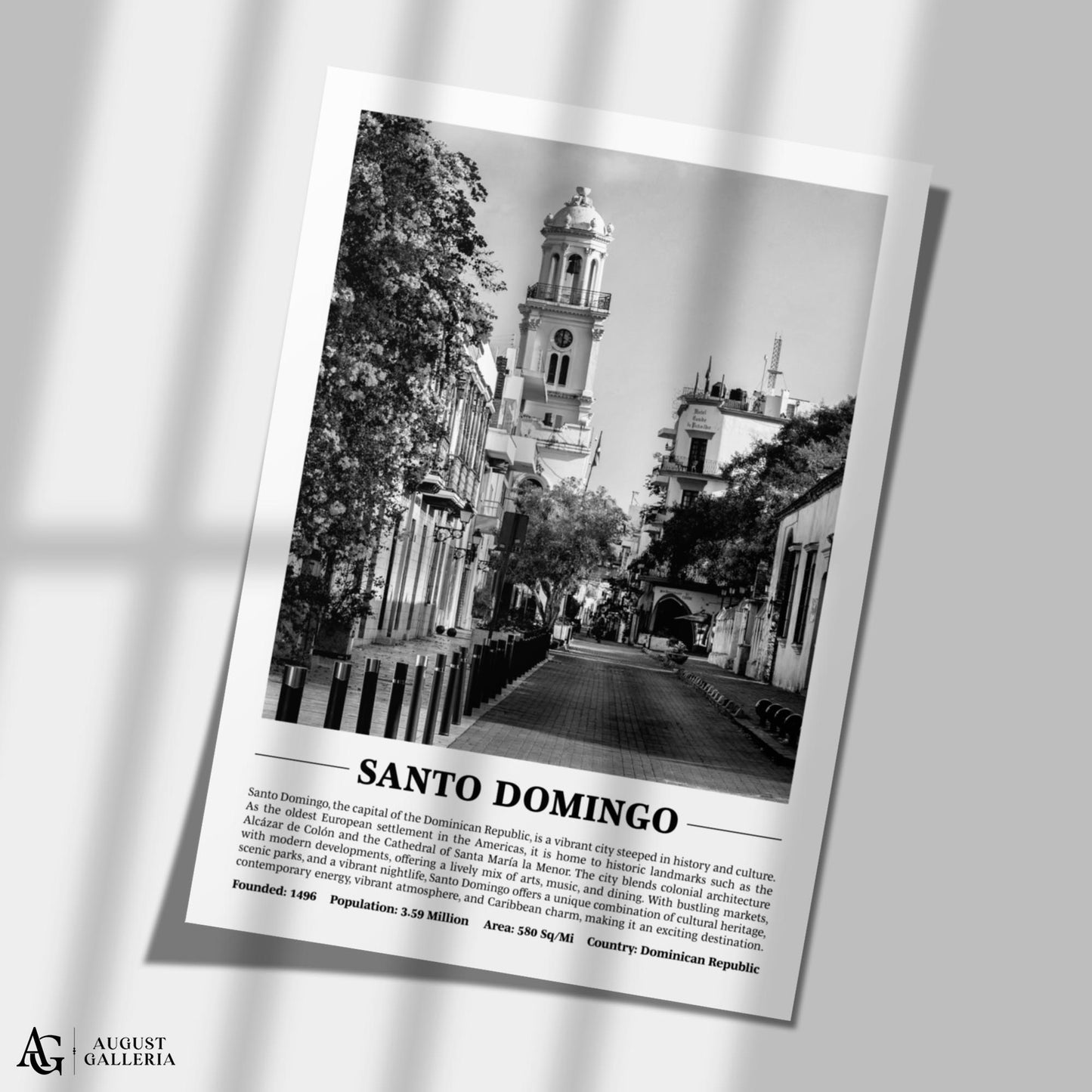 Santo Domingo Black & White City Print