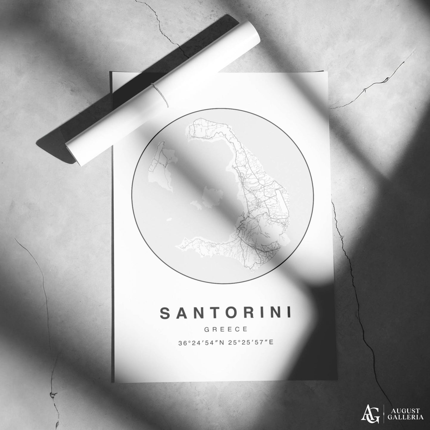 Santorini Minimalist Map