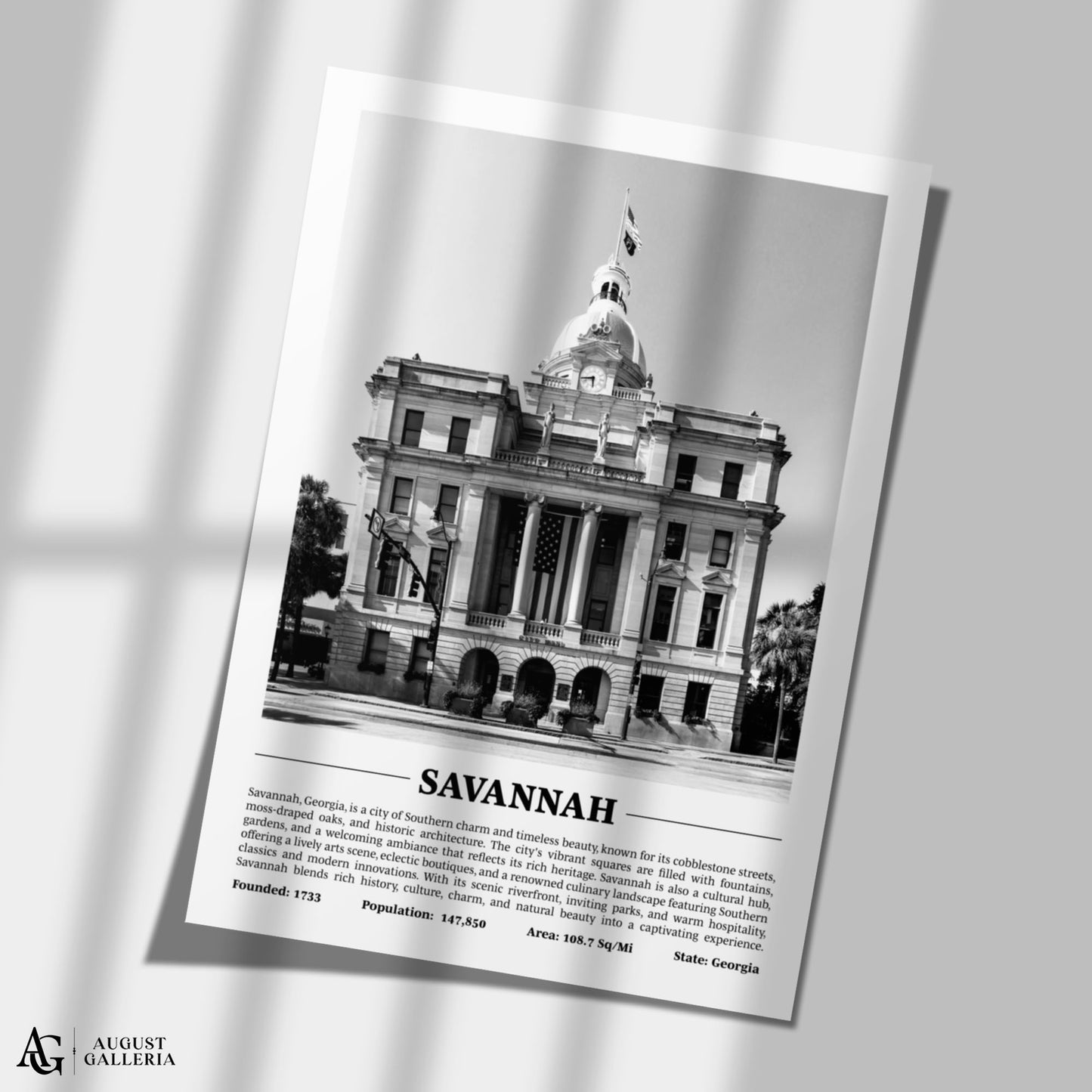 Savannah Black & White City Print