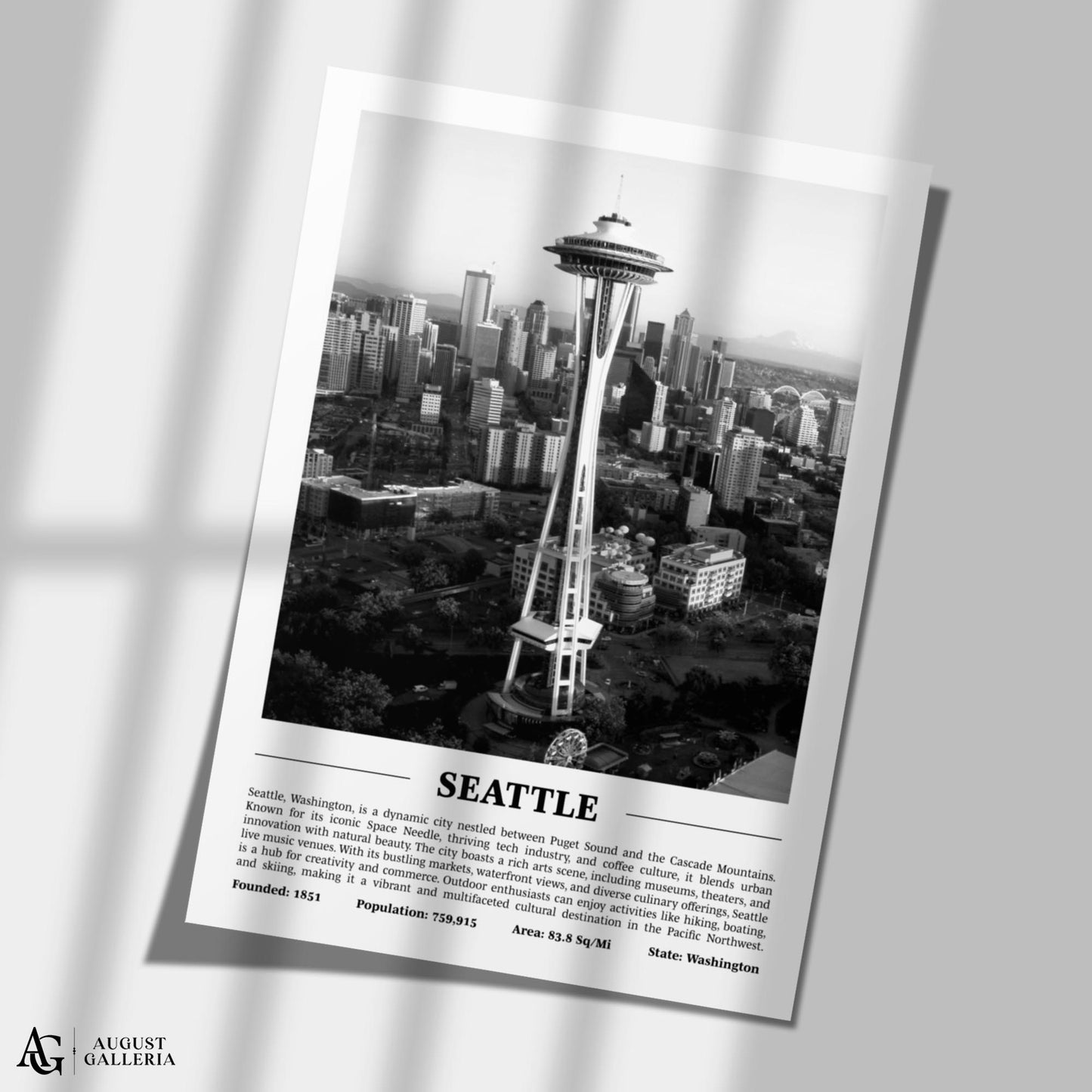 Seattle Black & White City Print