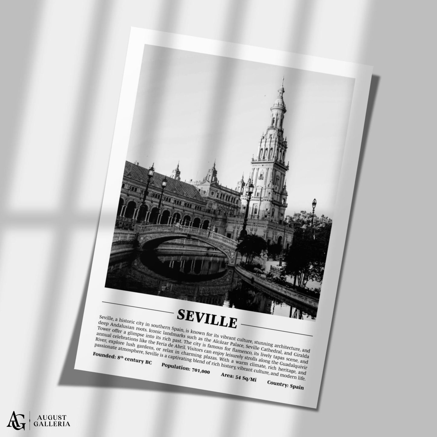 Seville Black & White City Print