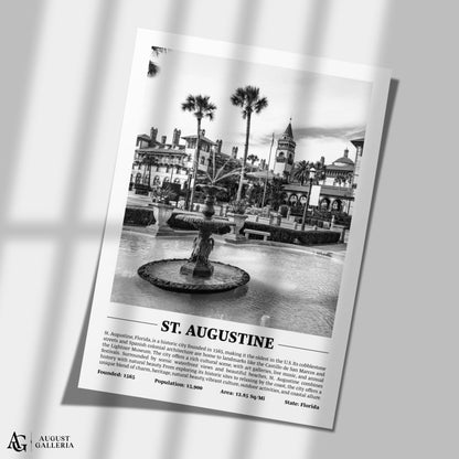 St. Augustine Black & White City Print