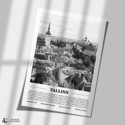 Tallinn Black & White City Print