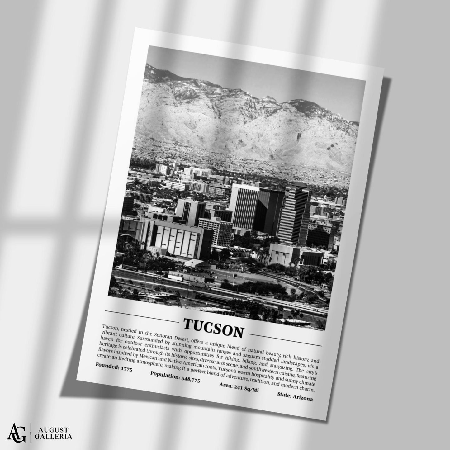 Tucson Black & White City Print