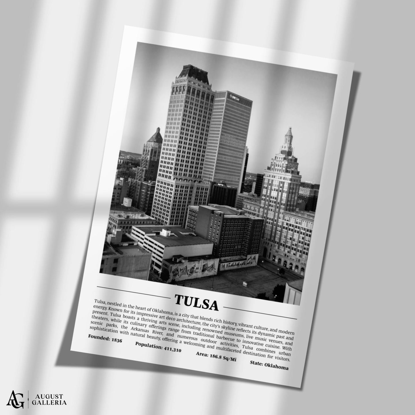 Tulsa Black & White City Print