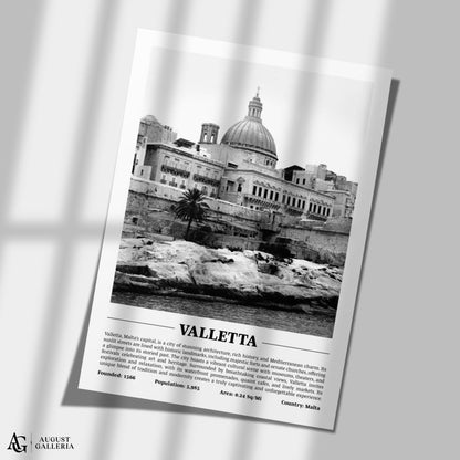 Valletta Black & White City Print