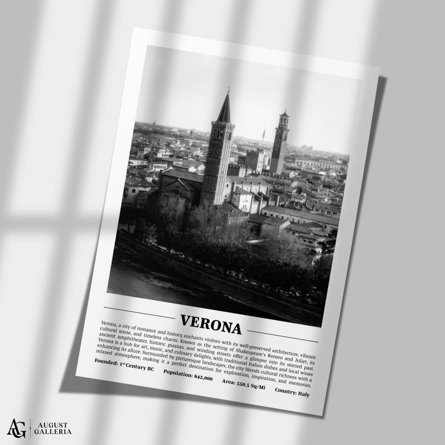 Verona Black & White City Print
