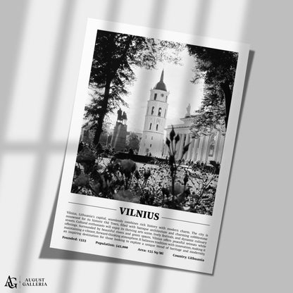 Vilnius Black & White City Print