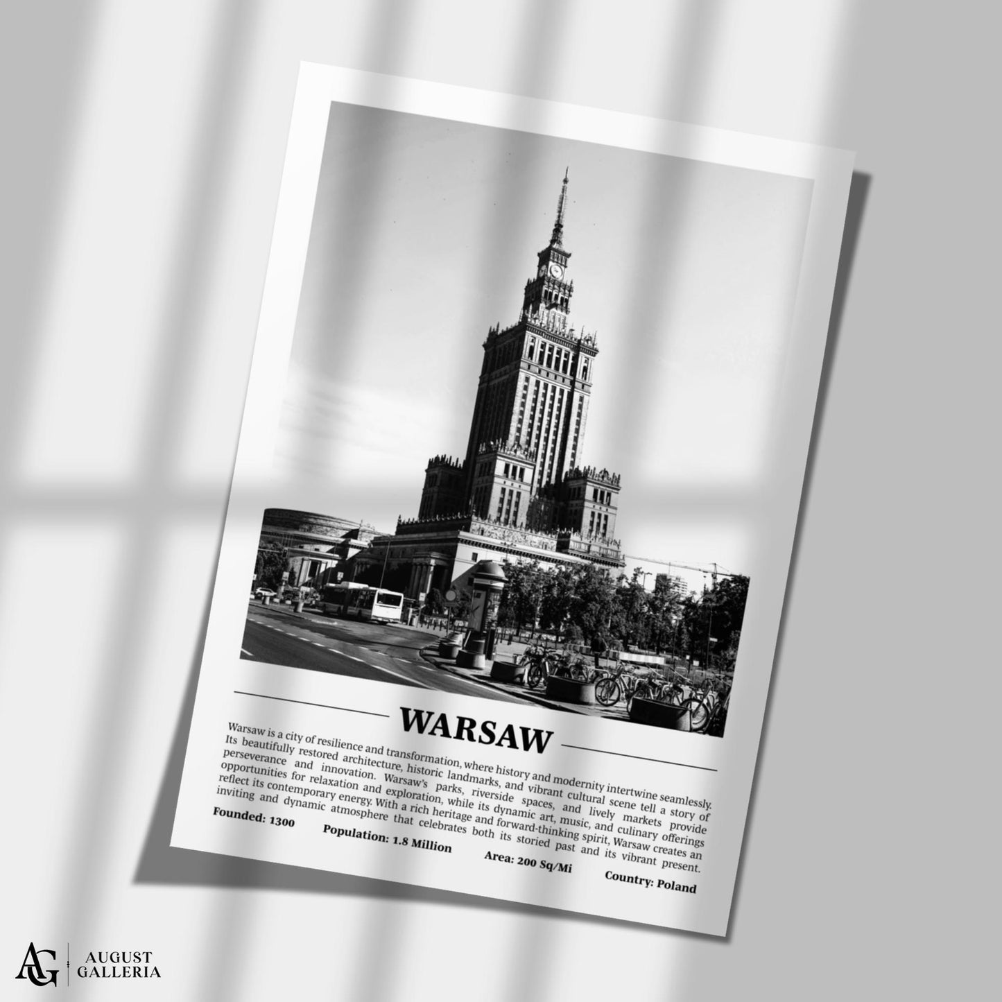 Warsaw Black & White City Print