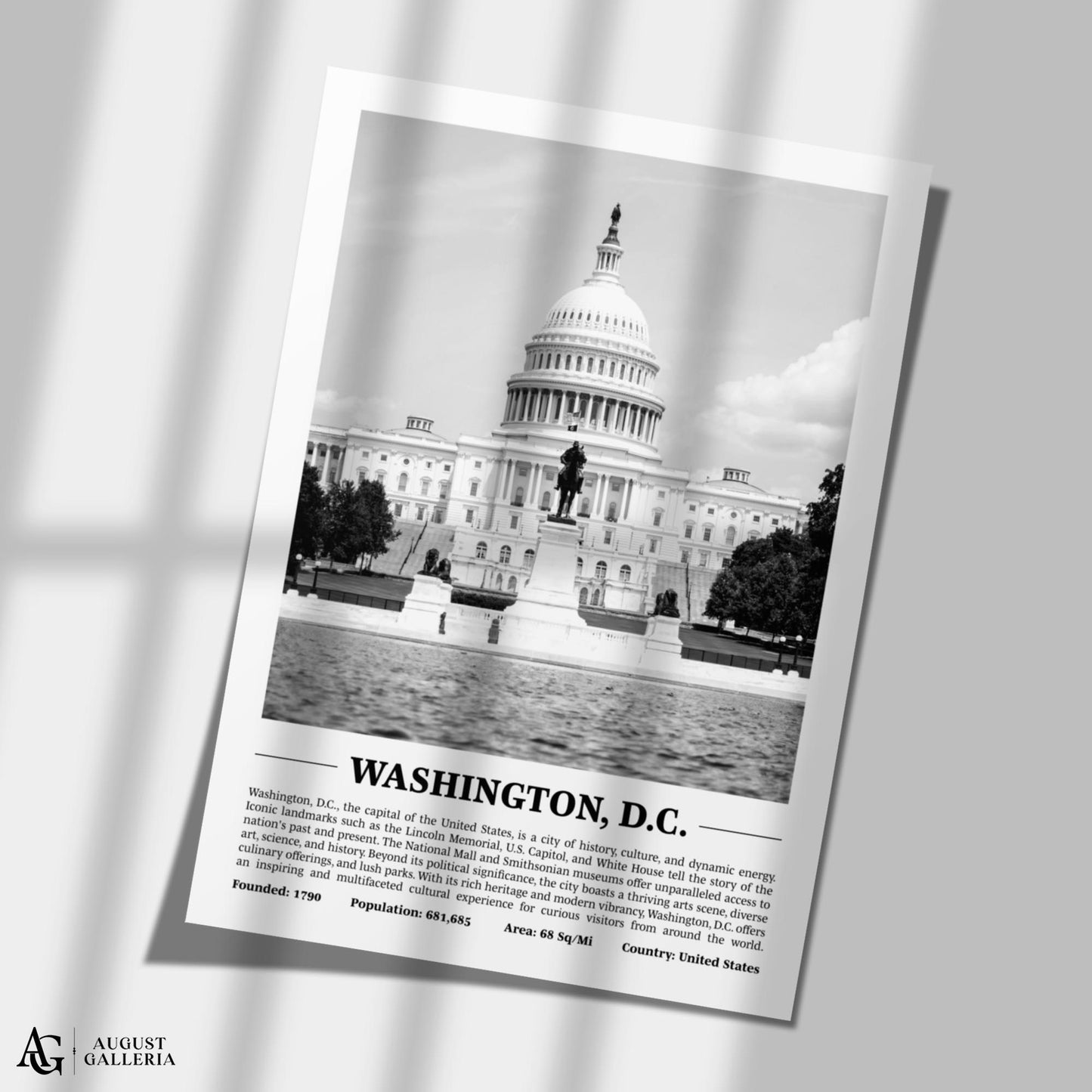 Washington DC Black & White City Print