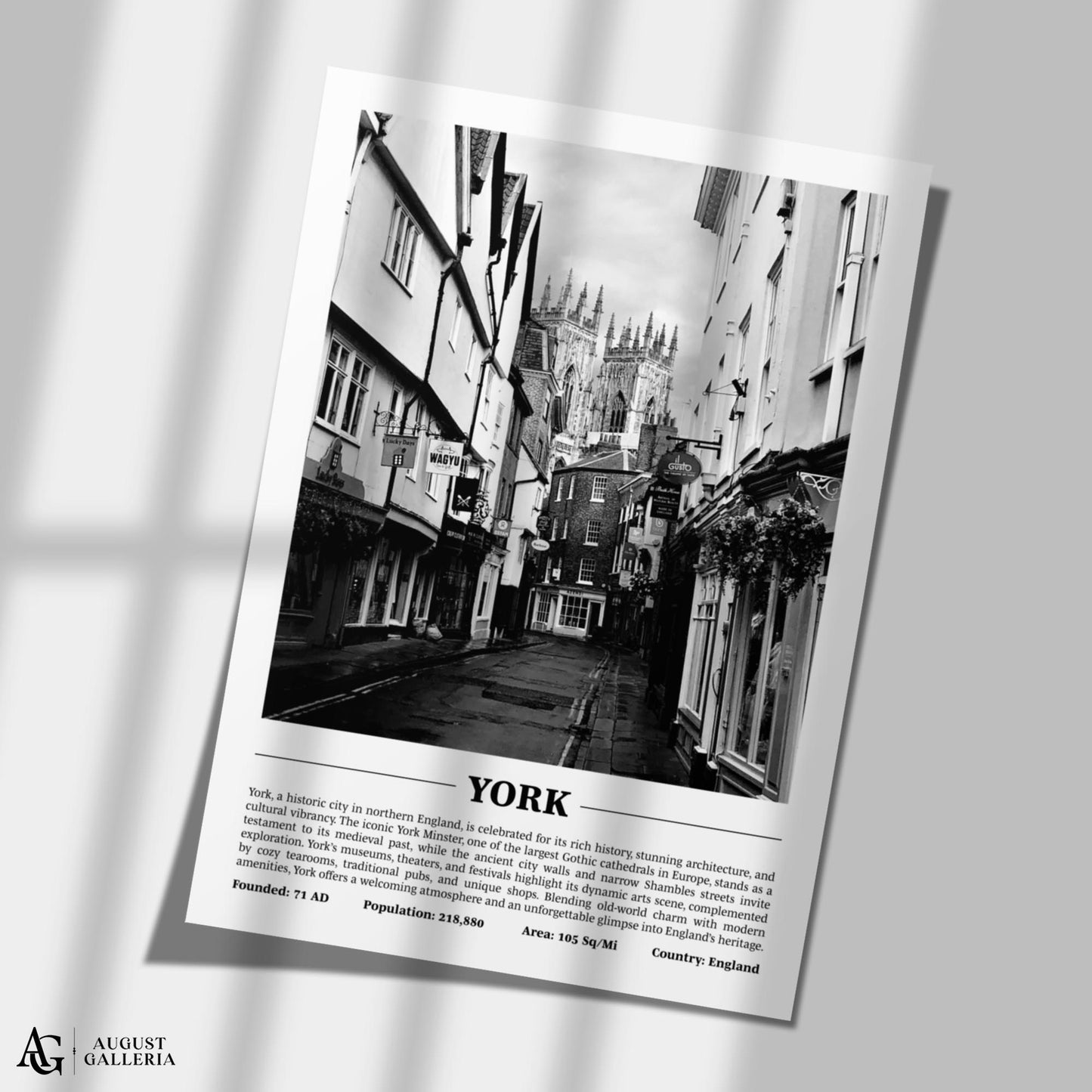 York Black & White City Print